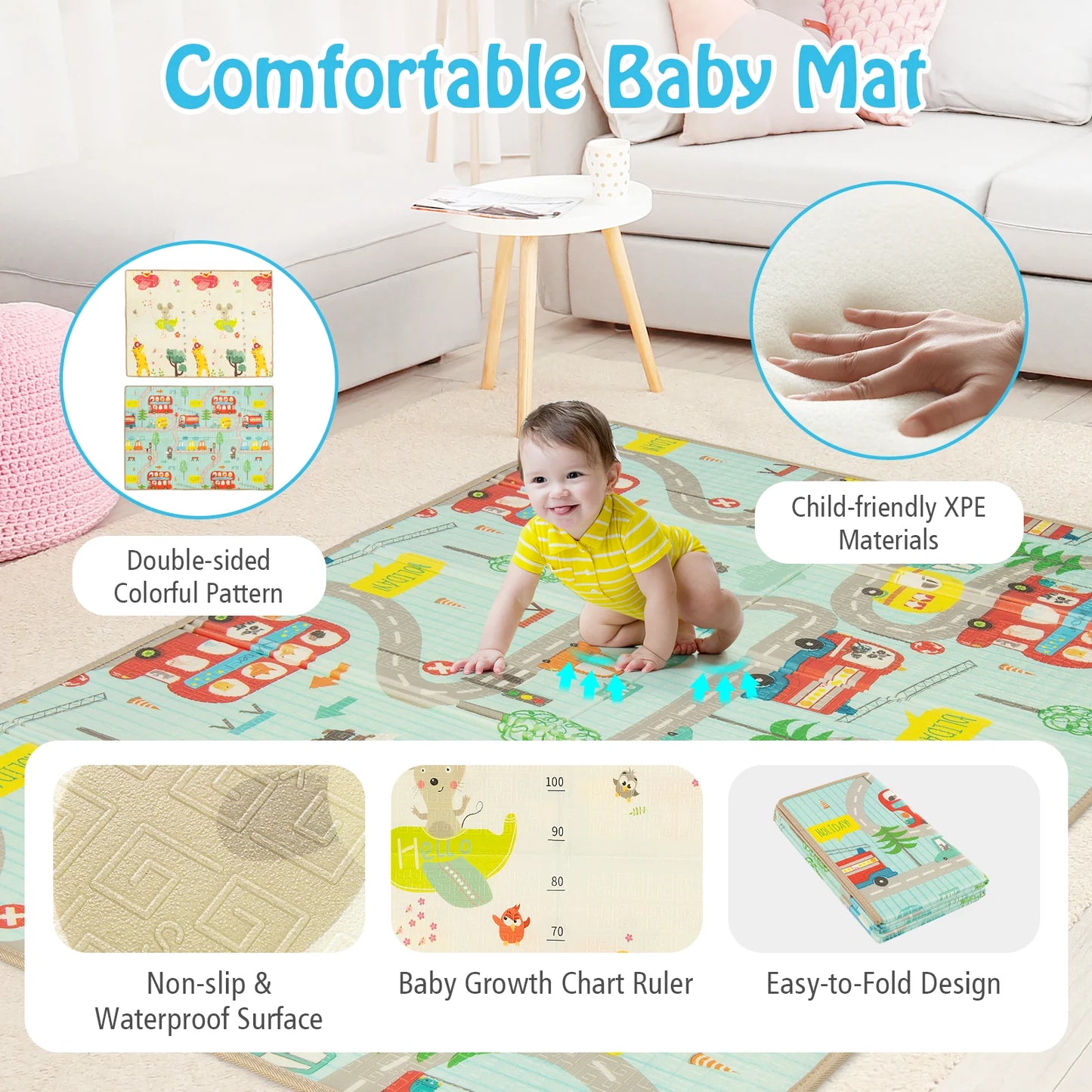 Large Baby Playpen with Mat, Playpen for Babies and Toddlers w/Basketball Hoop & Soccer Nets