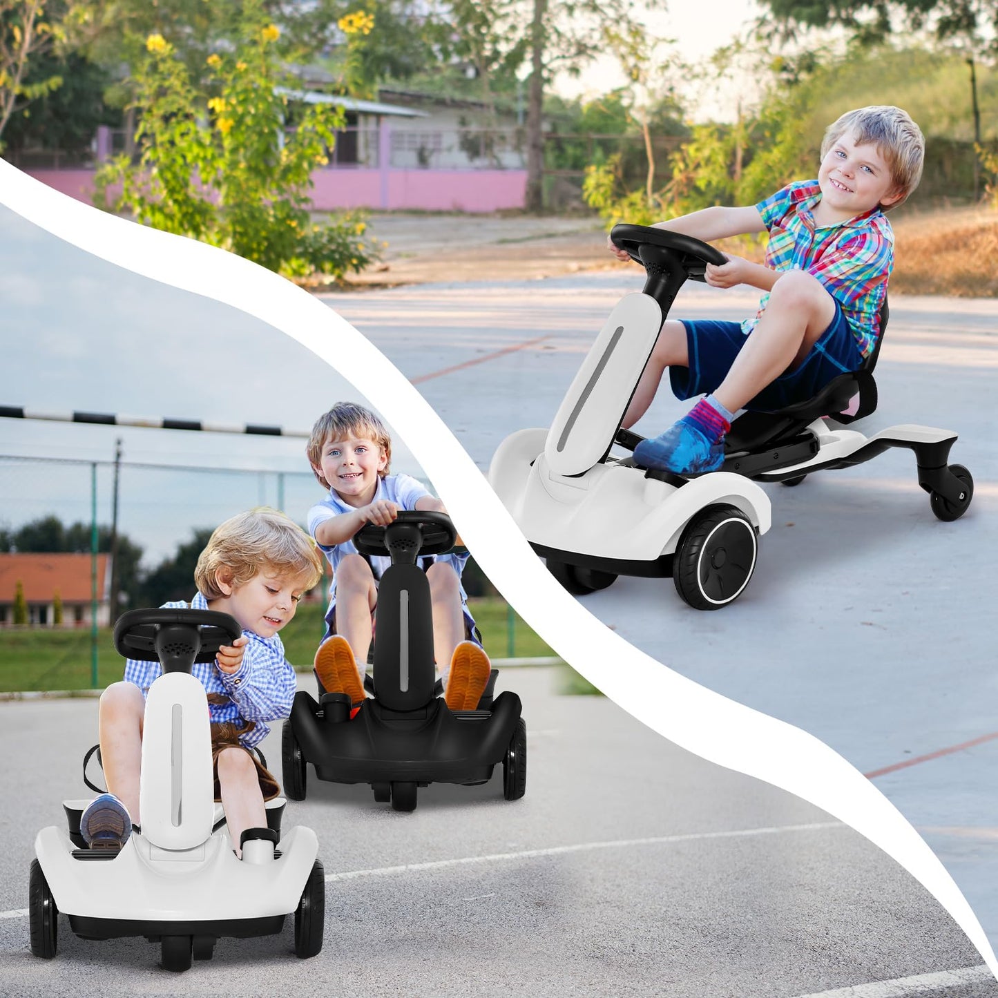 Ride on Drift Car, 6V Electric Ride-On Toy W/360-Degree Spin, 2-Position Adjustable Seat Up & Down